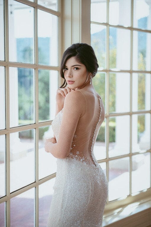 Sequined - Bling Mermaid Low Back Wedding Guest Dress, Champion Ivory Jinza Bridal Sequined - Bling Mermaid Low Back Wedding Guest Dress, Champion Ivory Jinza Bridal