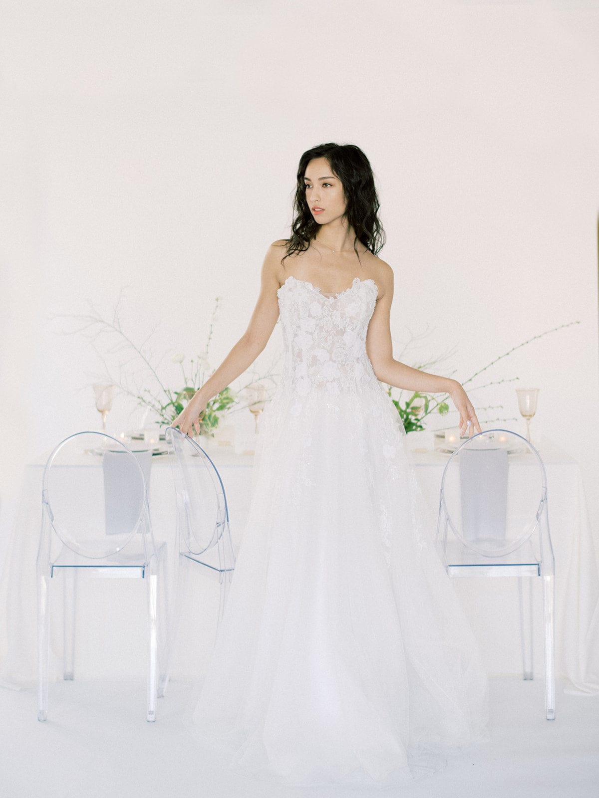 Silk Tulle With Beaded Lace - Drop Waist A-Line Wedding Dress Straples Jinza Bridal Silk Tulle With Beaded Lace - Drop Waist A-Line Wedding Dress Straples Jinza Bridal