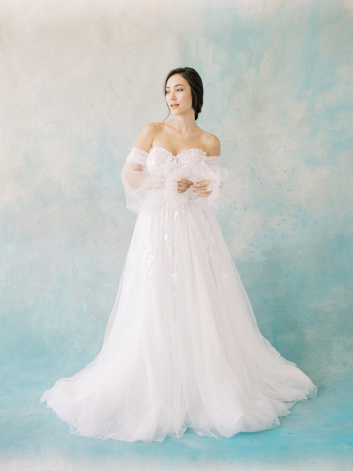 Tulle - A-Line Sweetheart Neckline Wedding Dress Lantern Puffy Sleeves –  Jinza Bridal