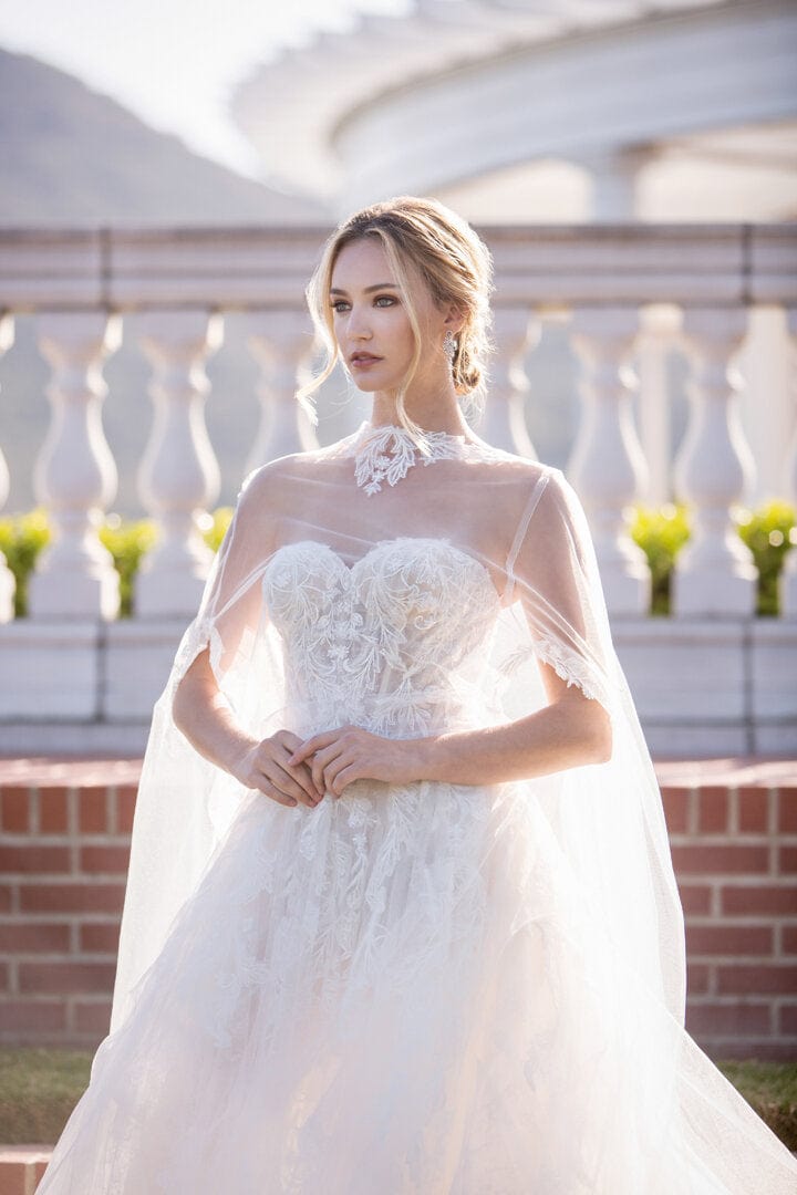 Tulle Two-Piece A-Line Lace Wedding Dress With Detachable Cape