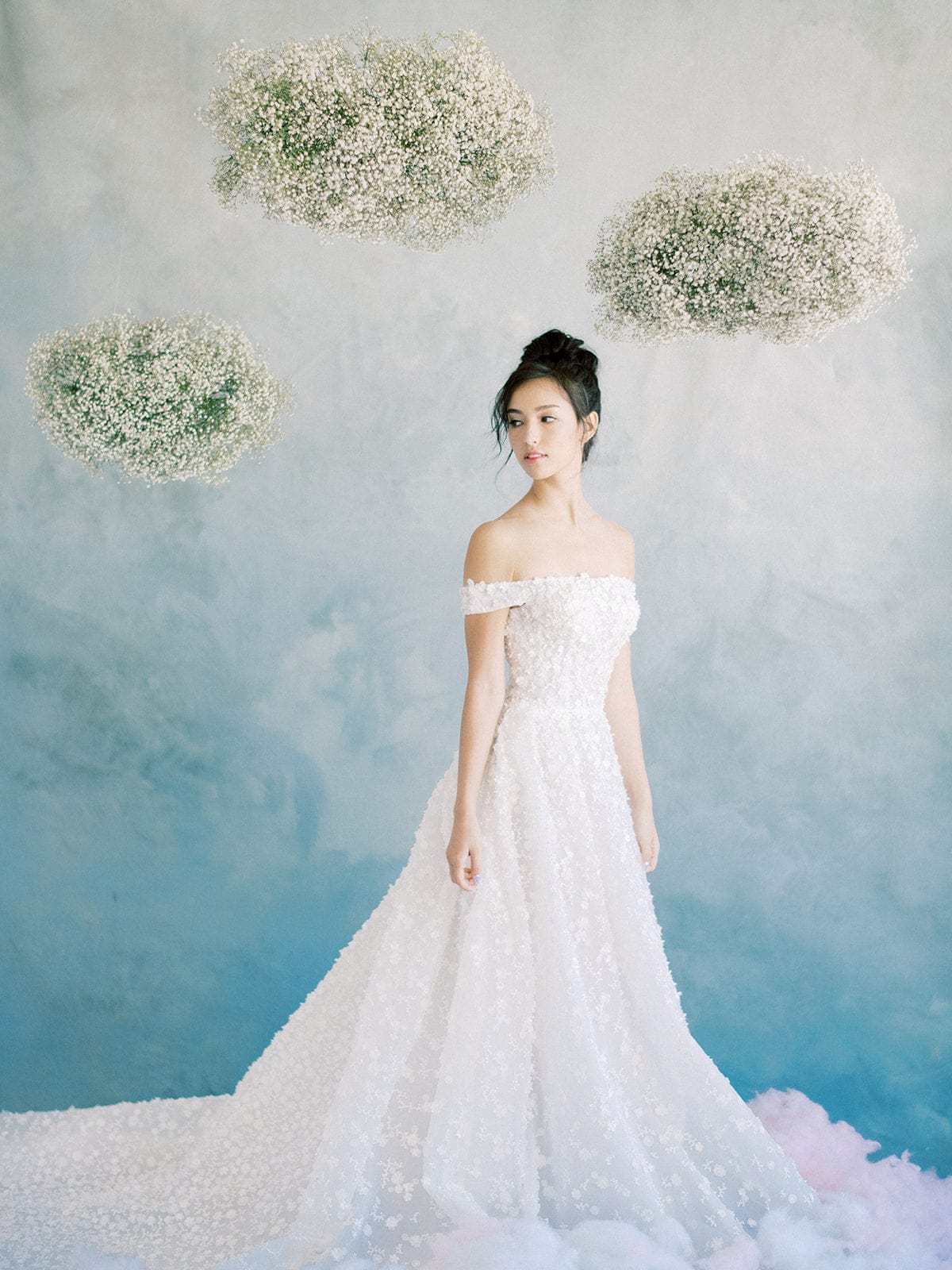 3D Pearl Beaded Lace A-Line Off The Shoulder Wedding Dress