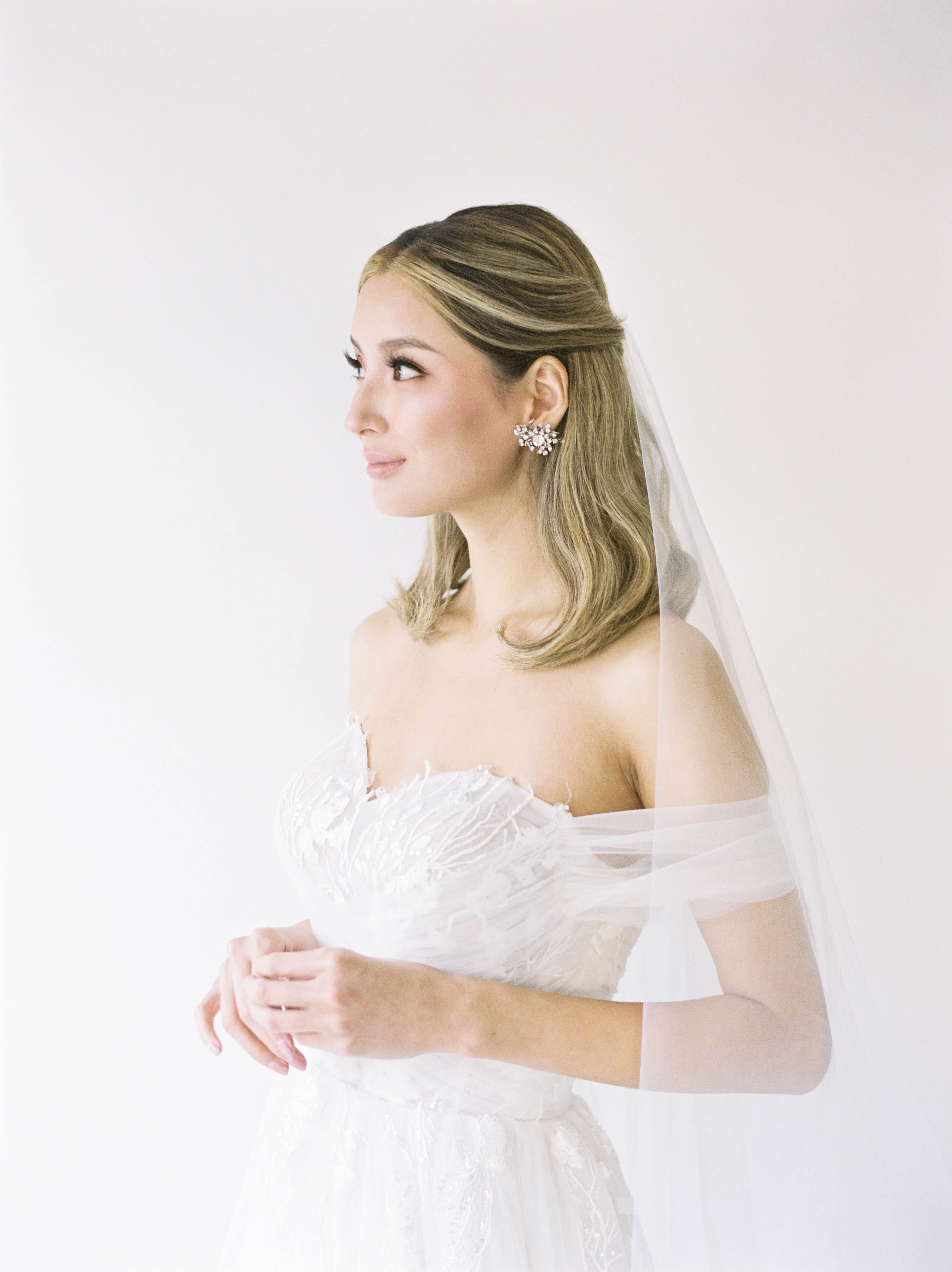 Jinza Bridal Wedding Dress Tulle - A-Line Corset Strapless Wedding Dress Beaded Lace, White