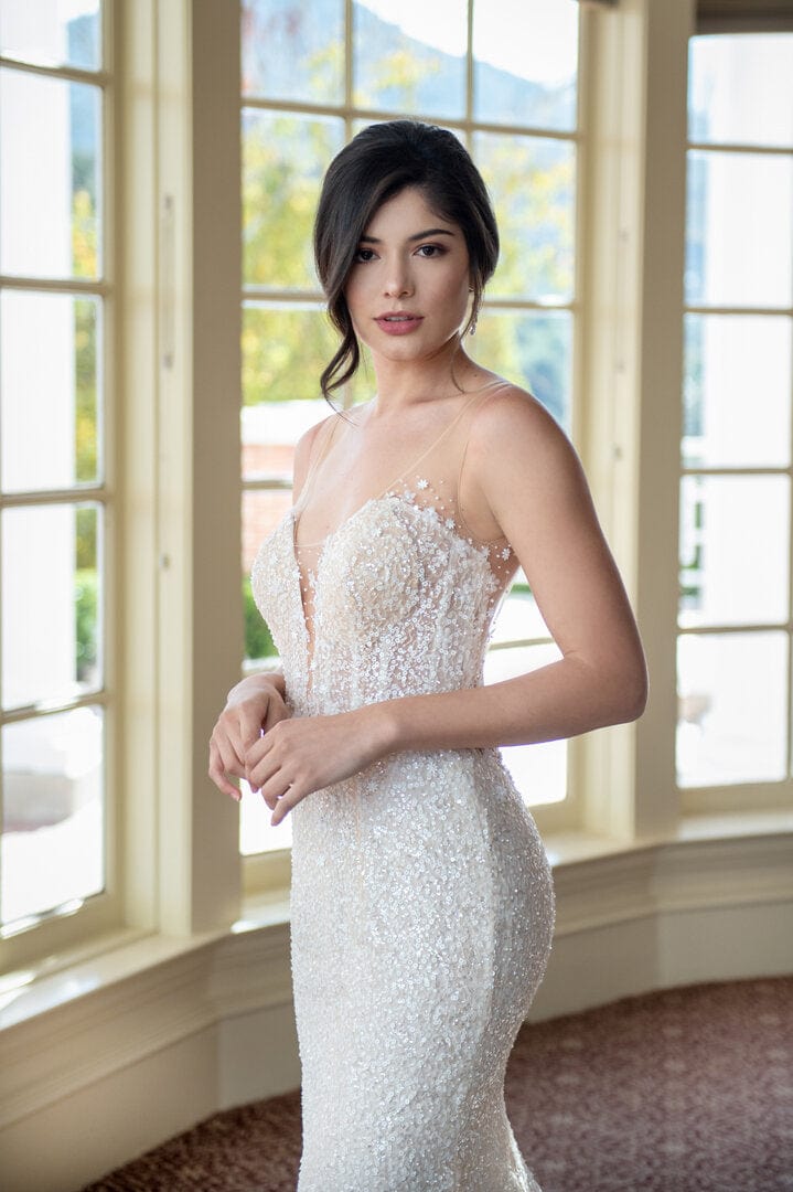 Sequined - Bling Mermaid Low Back Wedding Guest Dress, Champion Ivory Jinza Bridal Sequined - Bling Mermaid Low Back Wedding Guest Dress, Champion Ivory Jinza Bridal