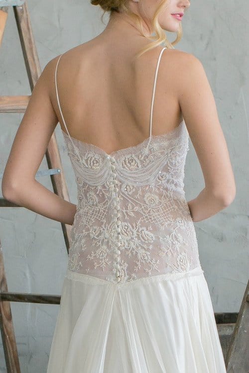 Silk Chiffon - Open Back Drop Waist A-Line Sheath Wedding Dress, Ivory Jinza Bridal Silk Chiffon - Open Back Drop Waist A-Line Sheath Wedding Dress, Ivory Jinza Bridal