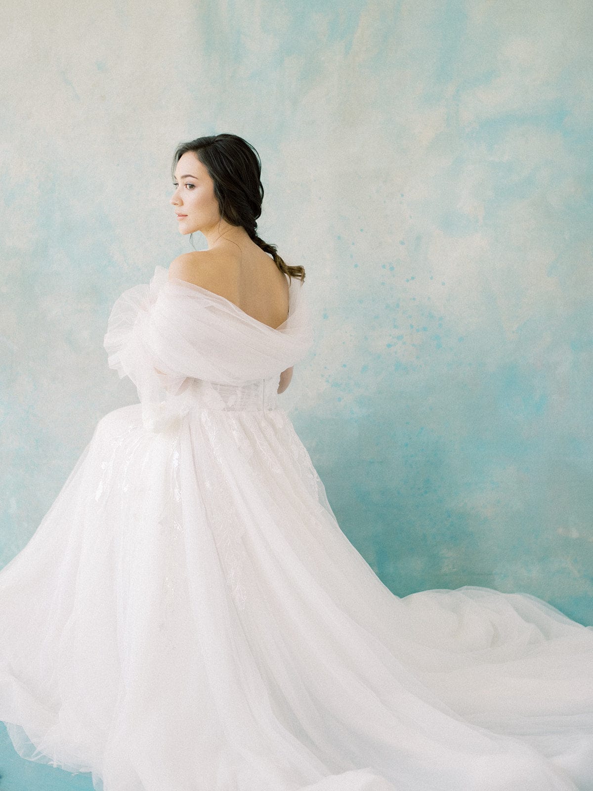 Jinza Bridal Tulle - A-Line Sweetheart Neckline Wedding Dress Lantern Puffy Sleeves, White