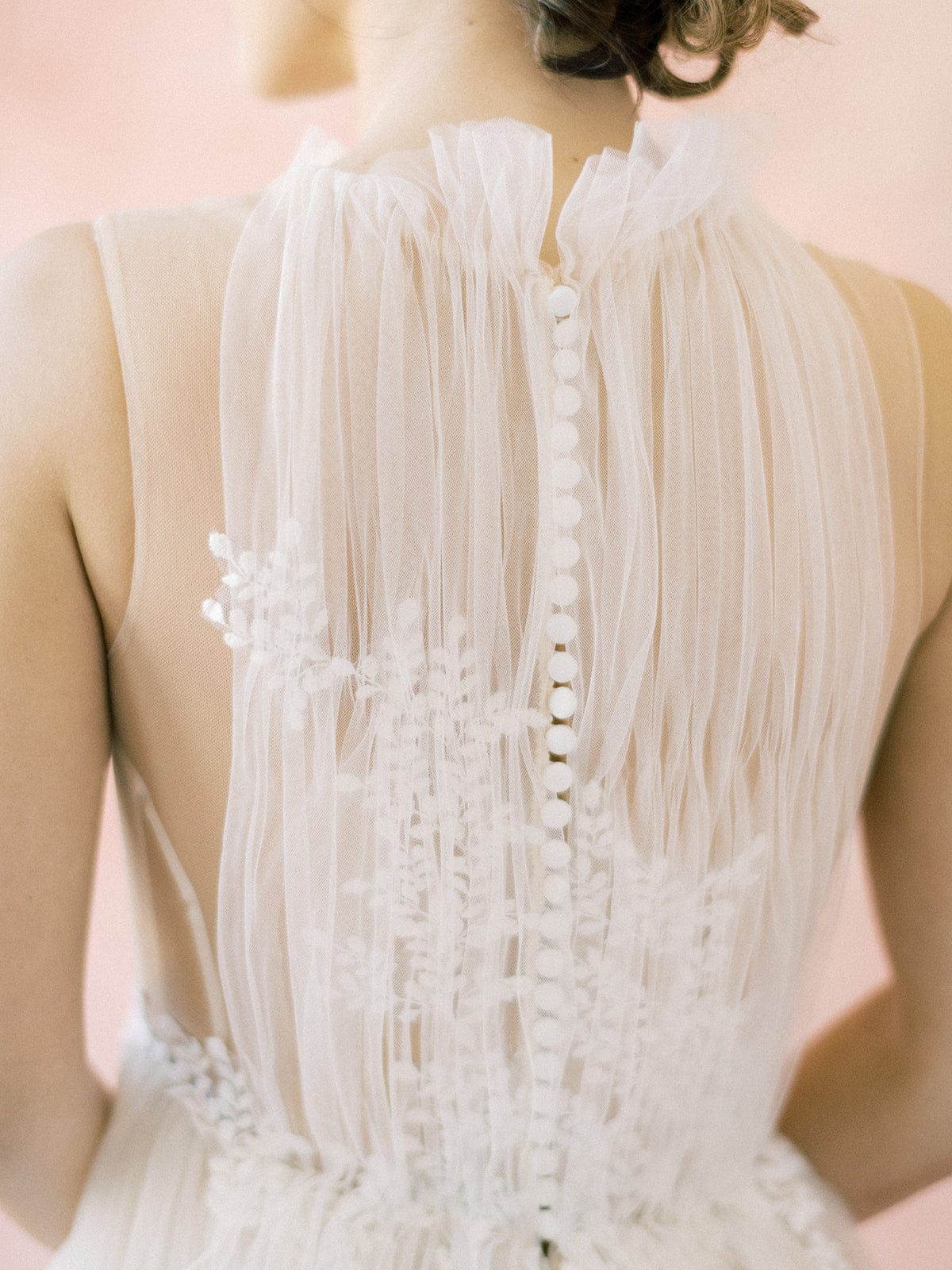 Tulle - Halter Neck Boho A-Line Lace Wedding Dress, Blush Jinza Bridal Tulle - Halter Neck Boho A-Line Lace Wedding Dress, Blush Jinza Bridal