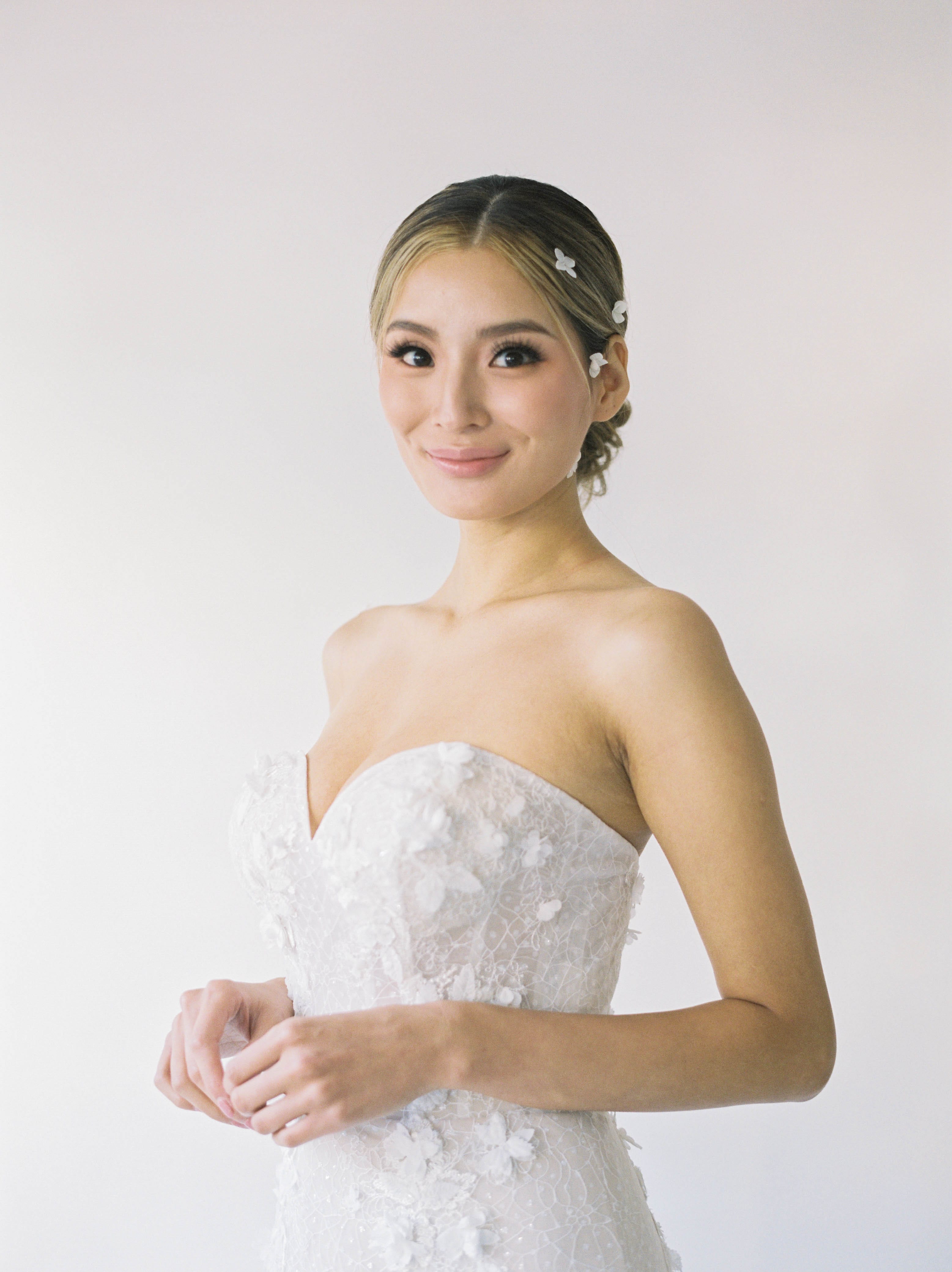 Jinza Bridal Wedding Dress Tulle - 3D Mermaid Lace Wedding Dress Strapless, Blush